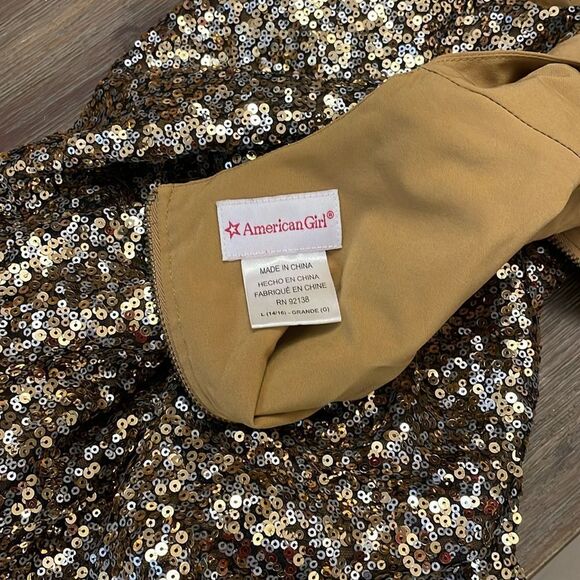 AMERICAN GIRL Golden Sparkle Sequin Tunic Shirt Dress | size L (14/16) - Picture 8 of 9